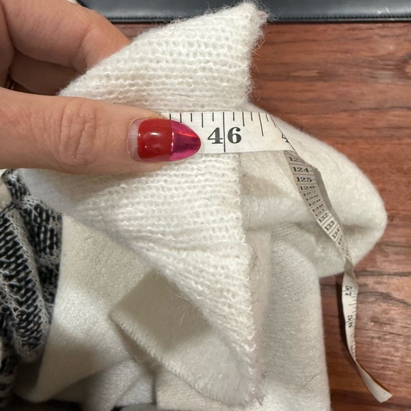 Bobeau Longline Open Front Cardigan Cream Geometric Knit Size M - Picture 10 of 10